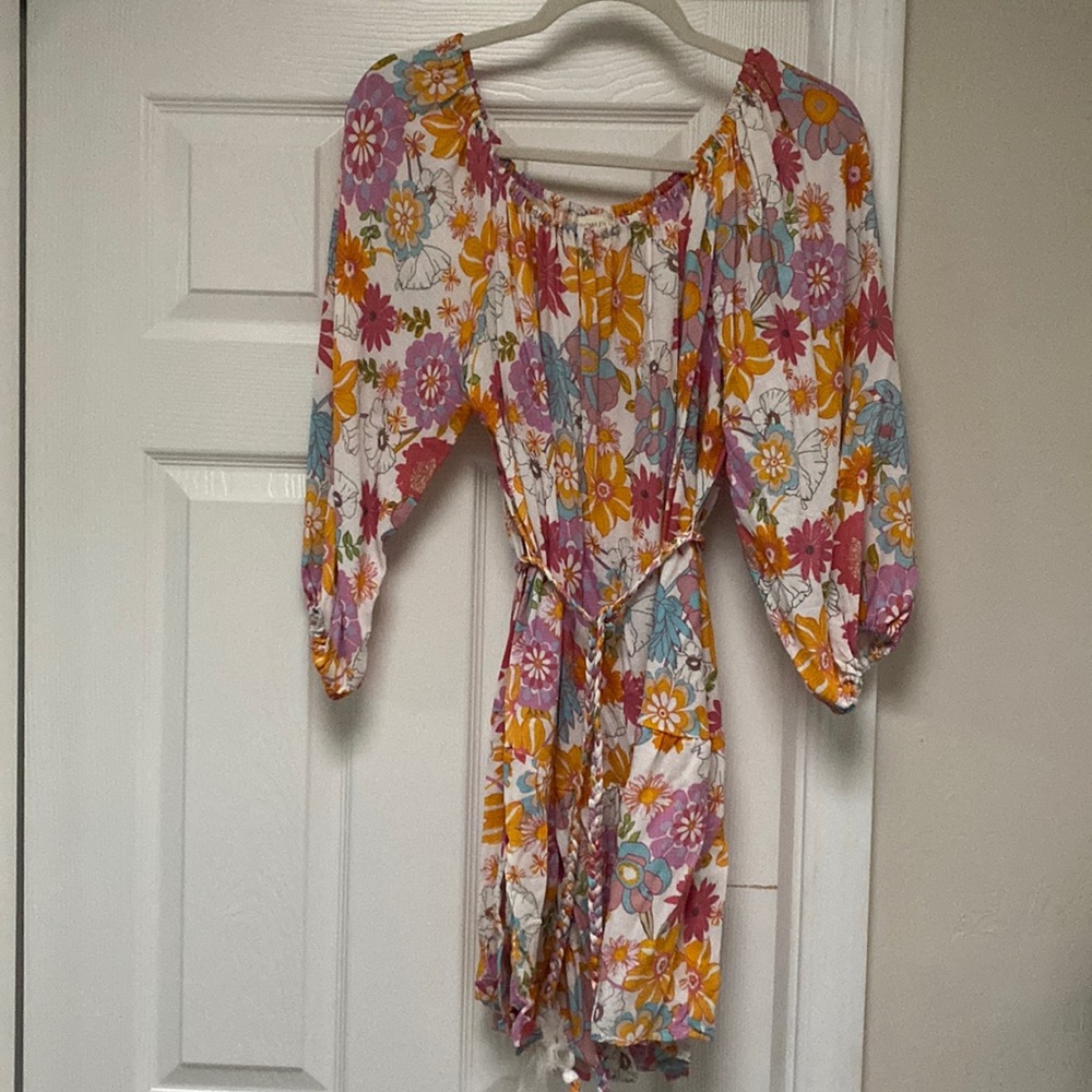 Cynthia Rowley floral rope belt tie dress